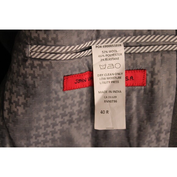 John Varvatos Men's Peak Lapel Blazer Sport Coat Size 40R Wool Blend Gray - Picture 9 of 10